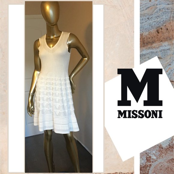 Missoni Dresses & Skirts - M MISSONI Ivory Pointelle-trimmed Crochet-knit Dress